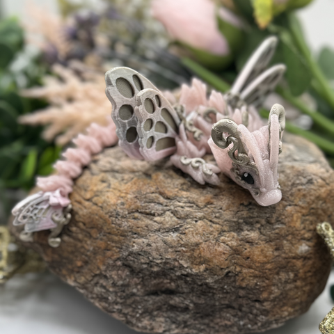 Schmetterlingsdrache Transparent Rosa/Bronze/Rosegold
